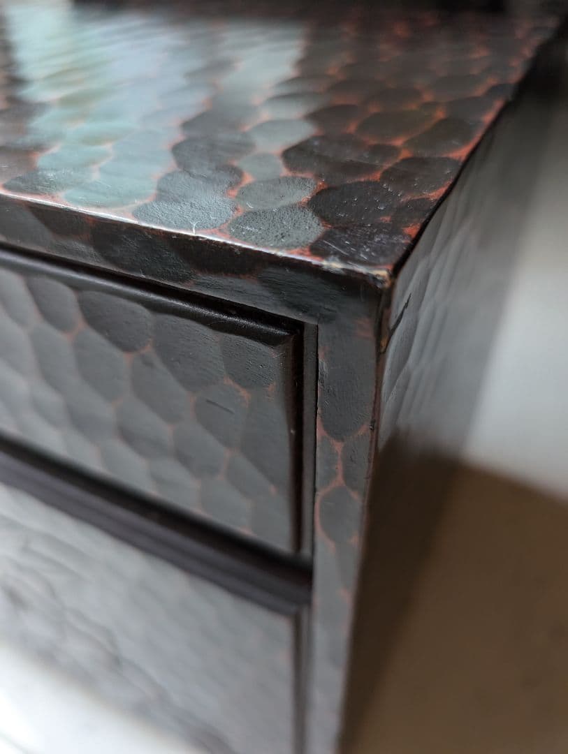 鎌倉彫　花の姿見　鏡台　化粧台　レトロ　ドレッサー　牡丹　漆塗り