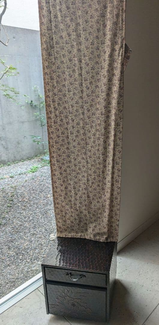 鎌倉彫　花の姿見　鏡台　化粧台　レトロ　ドレッサー　牡丹　漆塗り