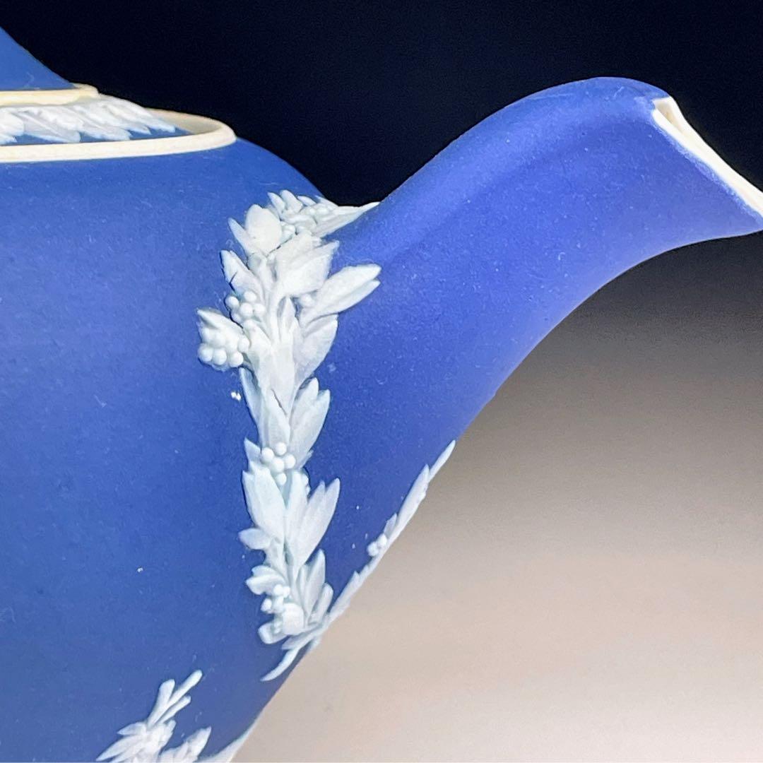 【希少】オールドウェッジウッド ティーポット ジャスパーウェア マットブルー