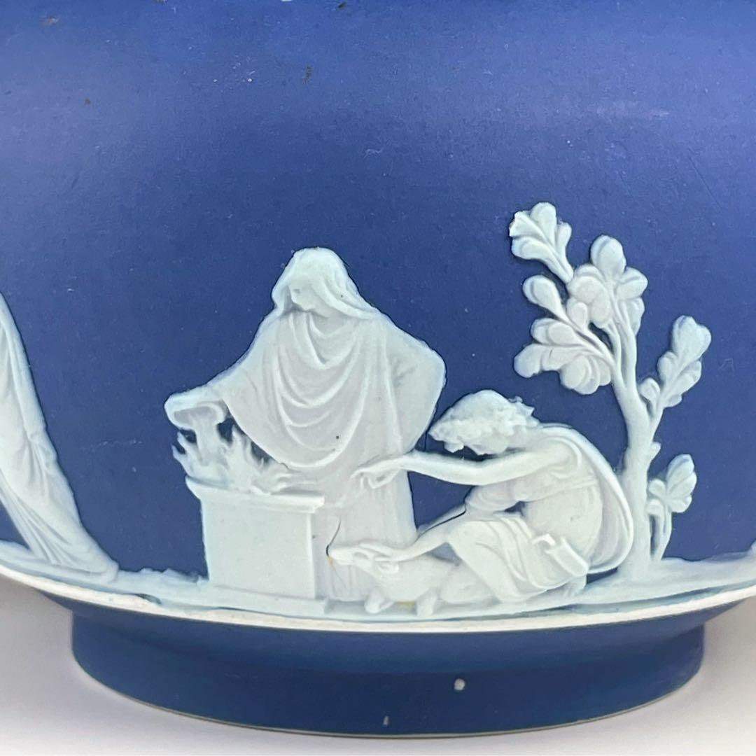 【希少】オールドウェッジウッド ティーポット ジャスパーウェア マットブルー