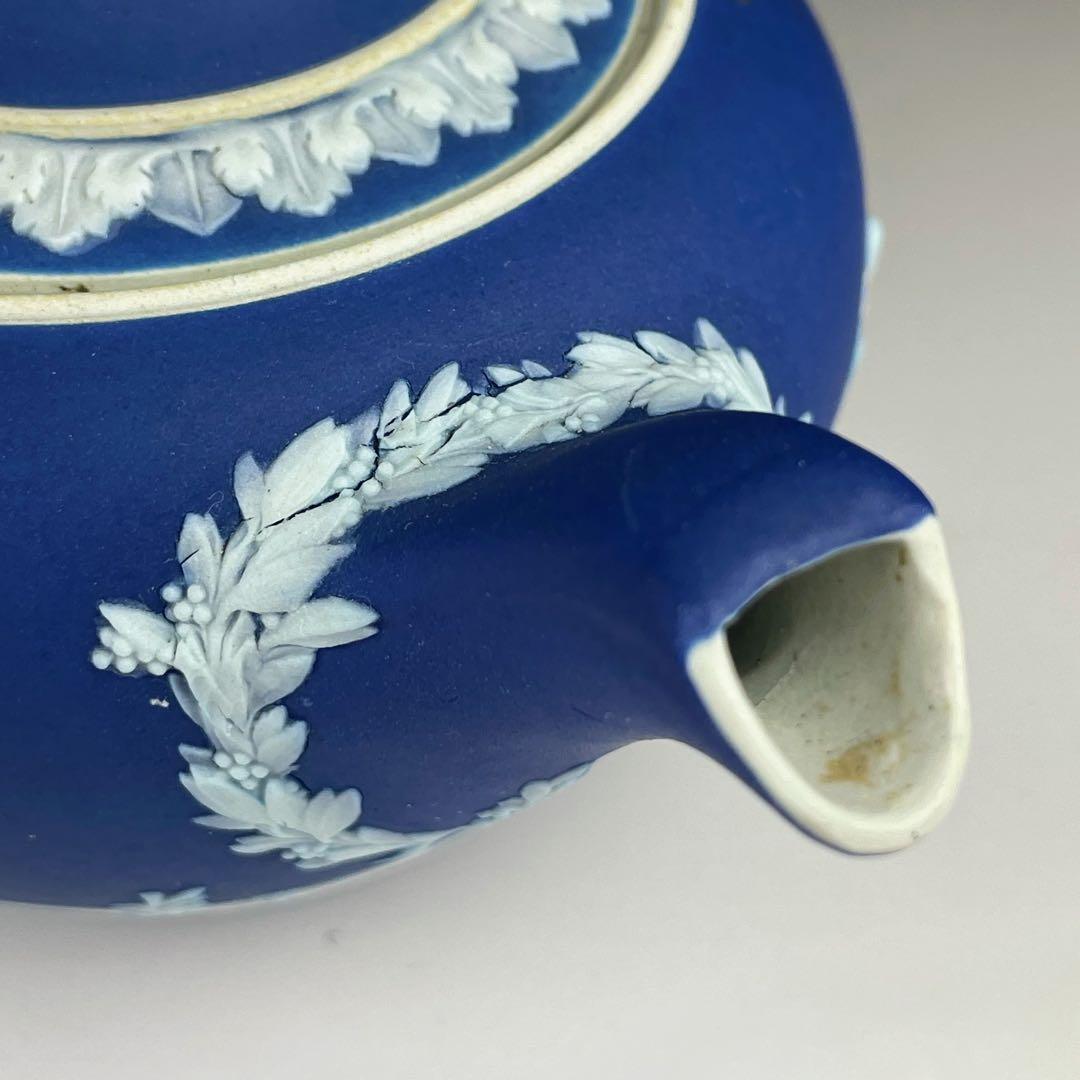 【希少】オールドウェッジウッド ティーポット ジャスパーウェア マットブルー