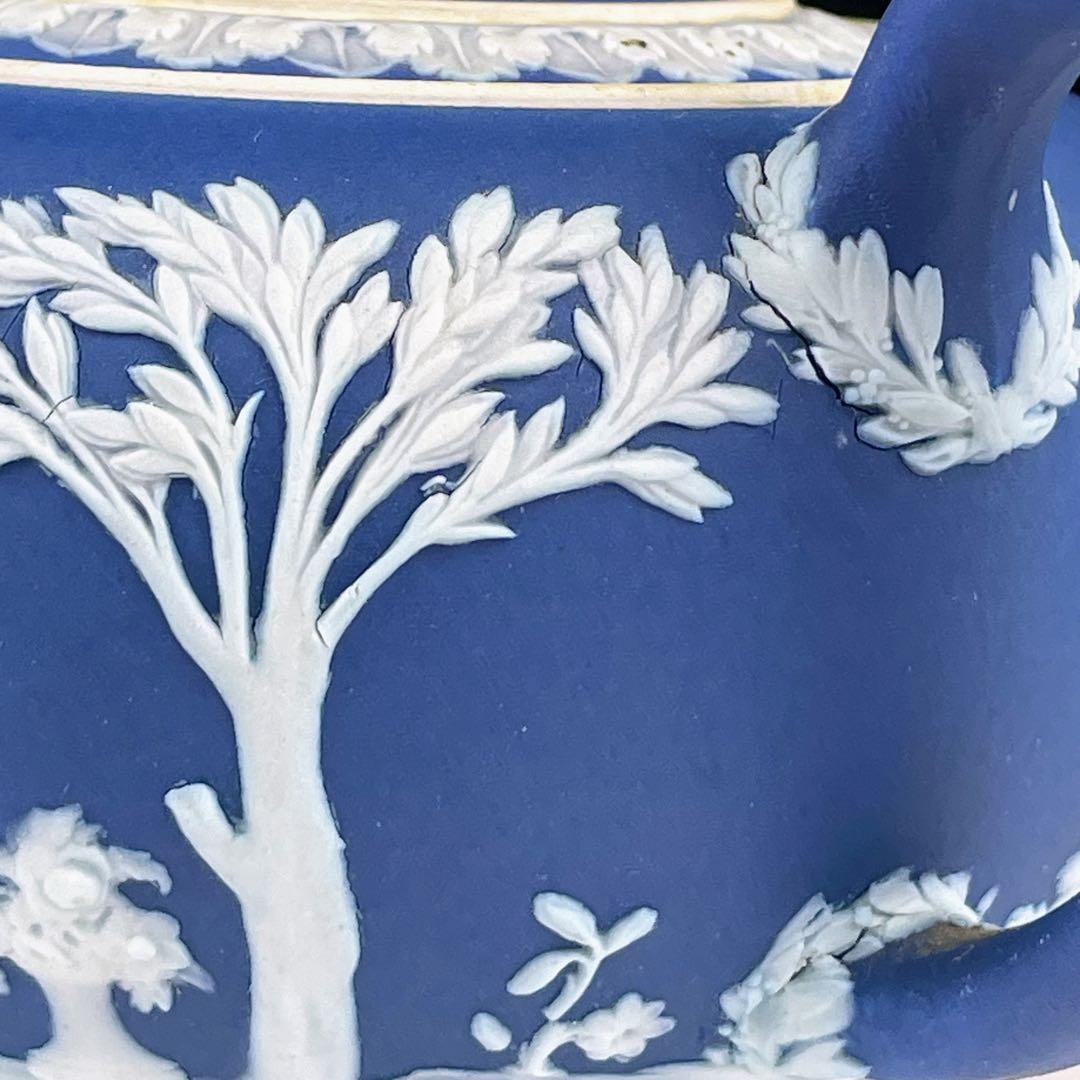 【希少】オールドウェッジウッド ティーポット ジャスパーウェア マットブルー