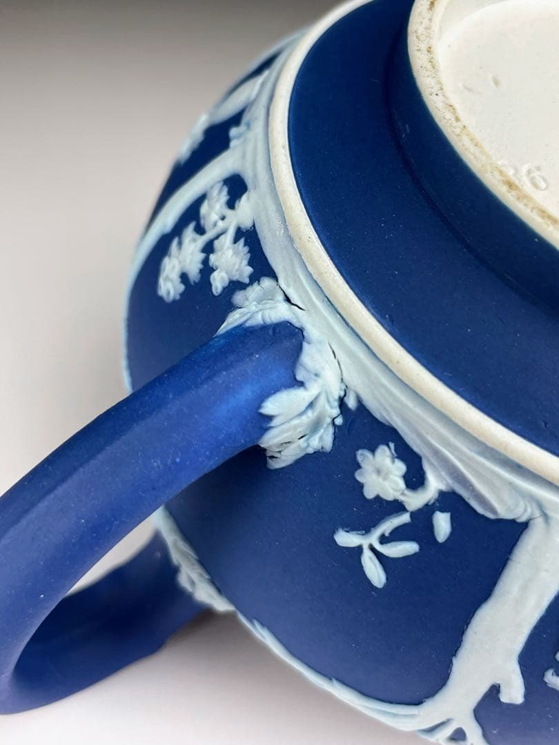 【希少】オールドウェッジウッド ティーポット ジャスパーウェア マットブルー