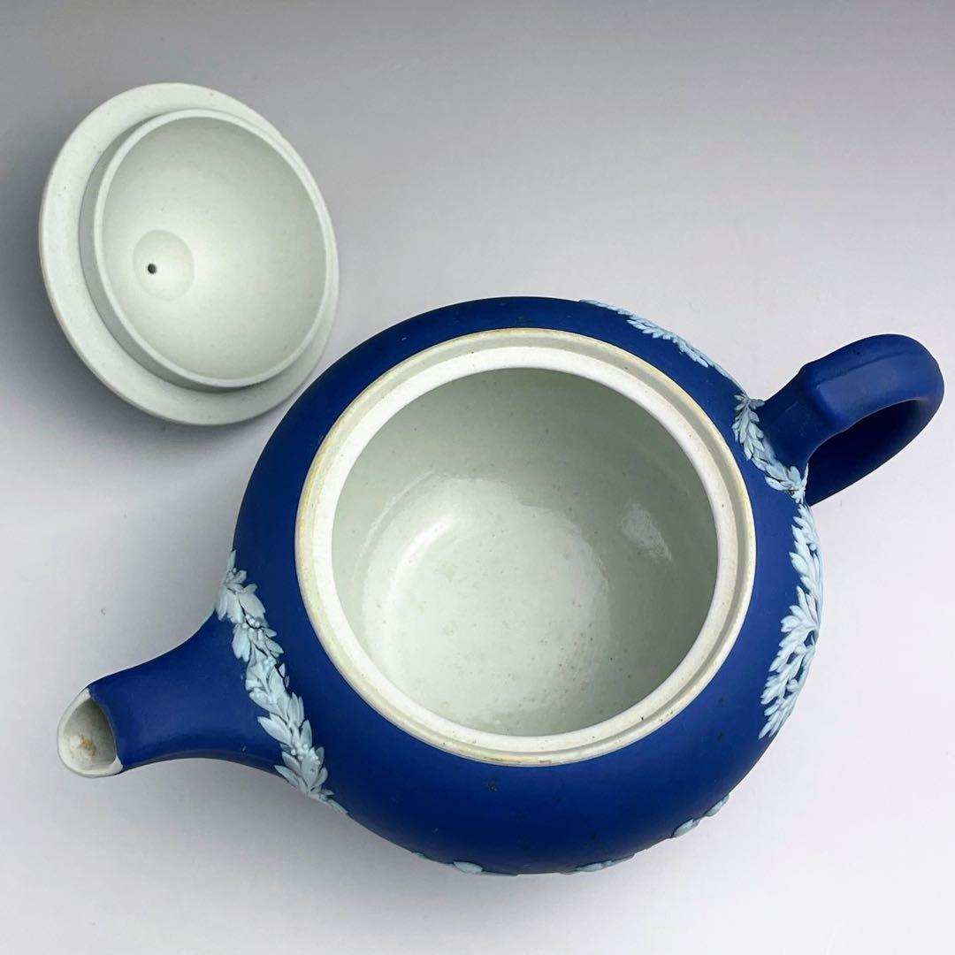 【希少】オールドウェッジウッド ティーポット ジャスパーウェア マットブルー