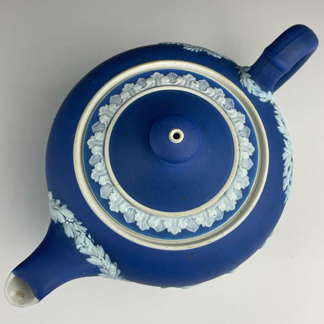 【希少】オールドウェッジウッド ティーポット ジャスパーウェア マットブルー
