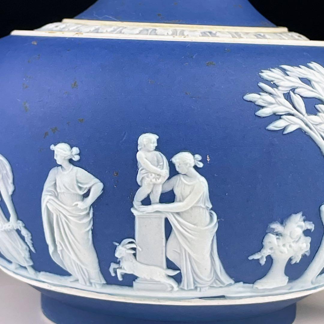 【希少】オールドウェッジウッド ティーポット ジャスパーウェア マットブルー