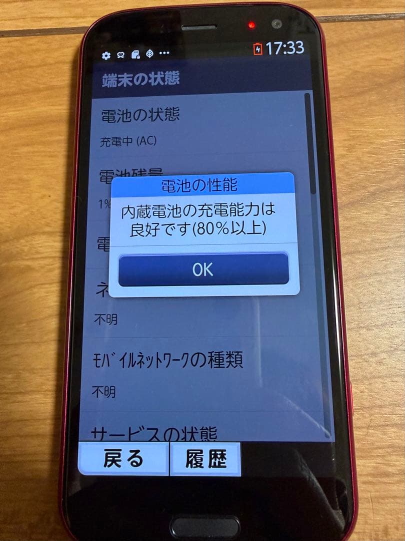 docomo F-52B レッド スマートフォン 本体