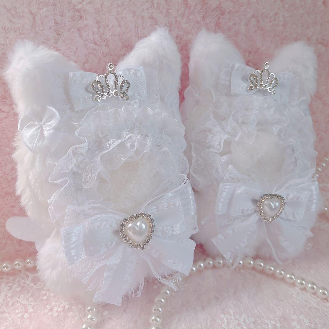 b.215 ぬい服 12cm ちびぐるみ 着ぐるみ メイド 白 ねこセット