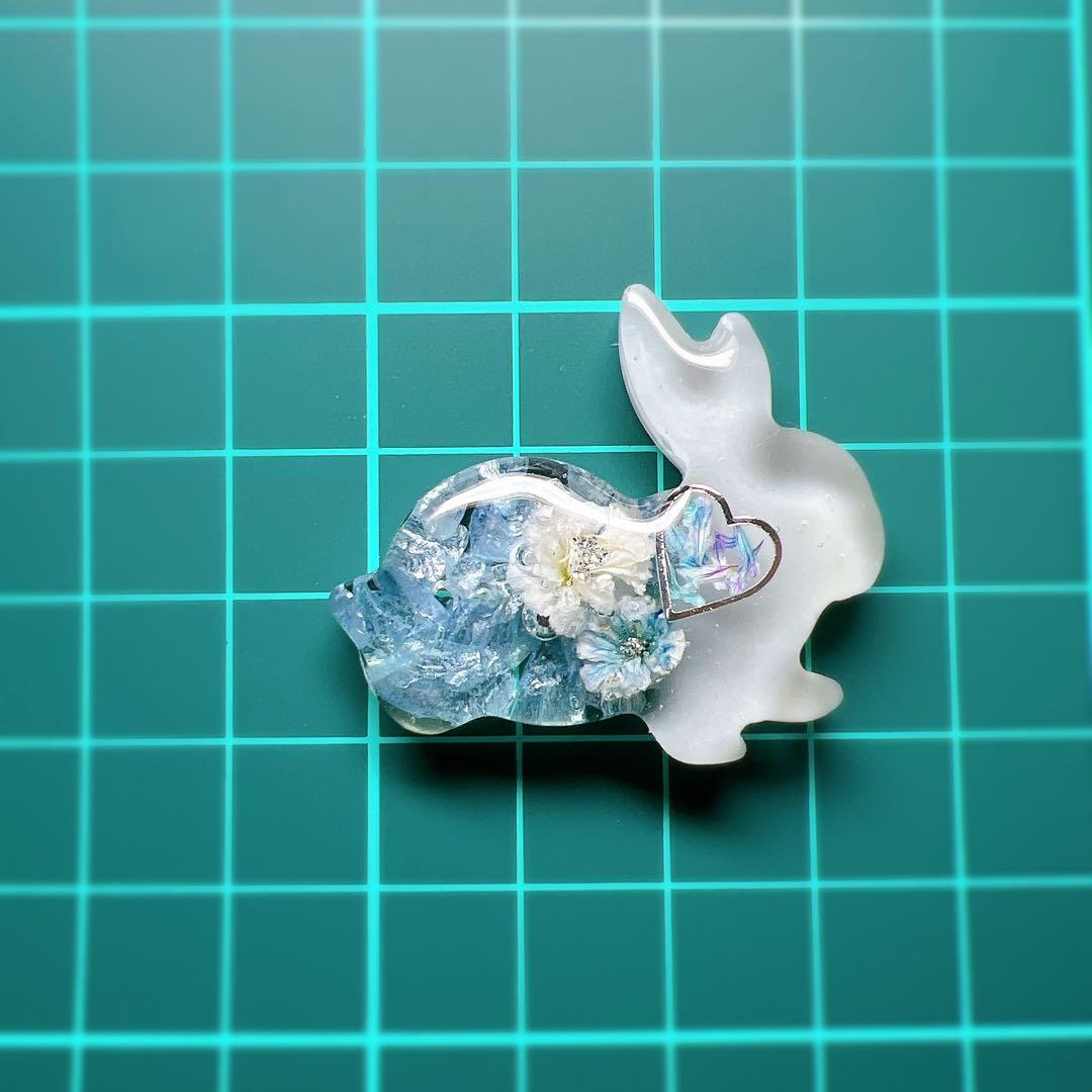 レジン ヘアゴム うさぎ ドライフラワー さざれ石No.836