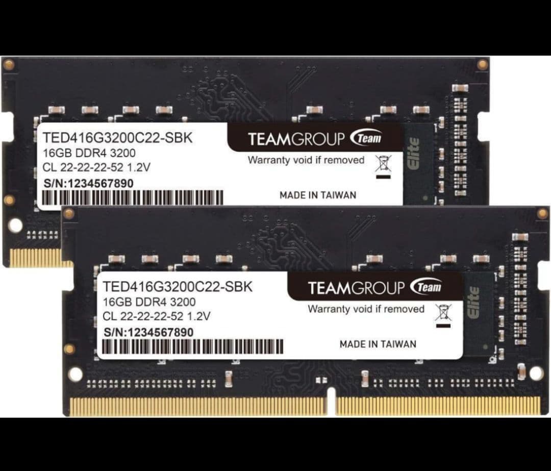 【中古】Team ノート・ミニPC用 SODIMM DDR4 16GBx2