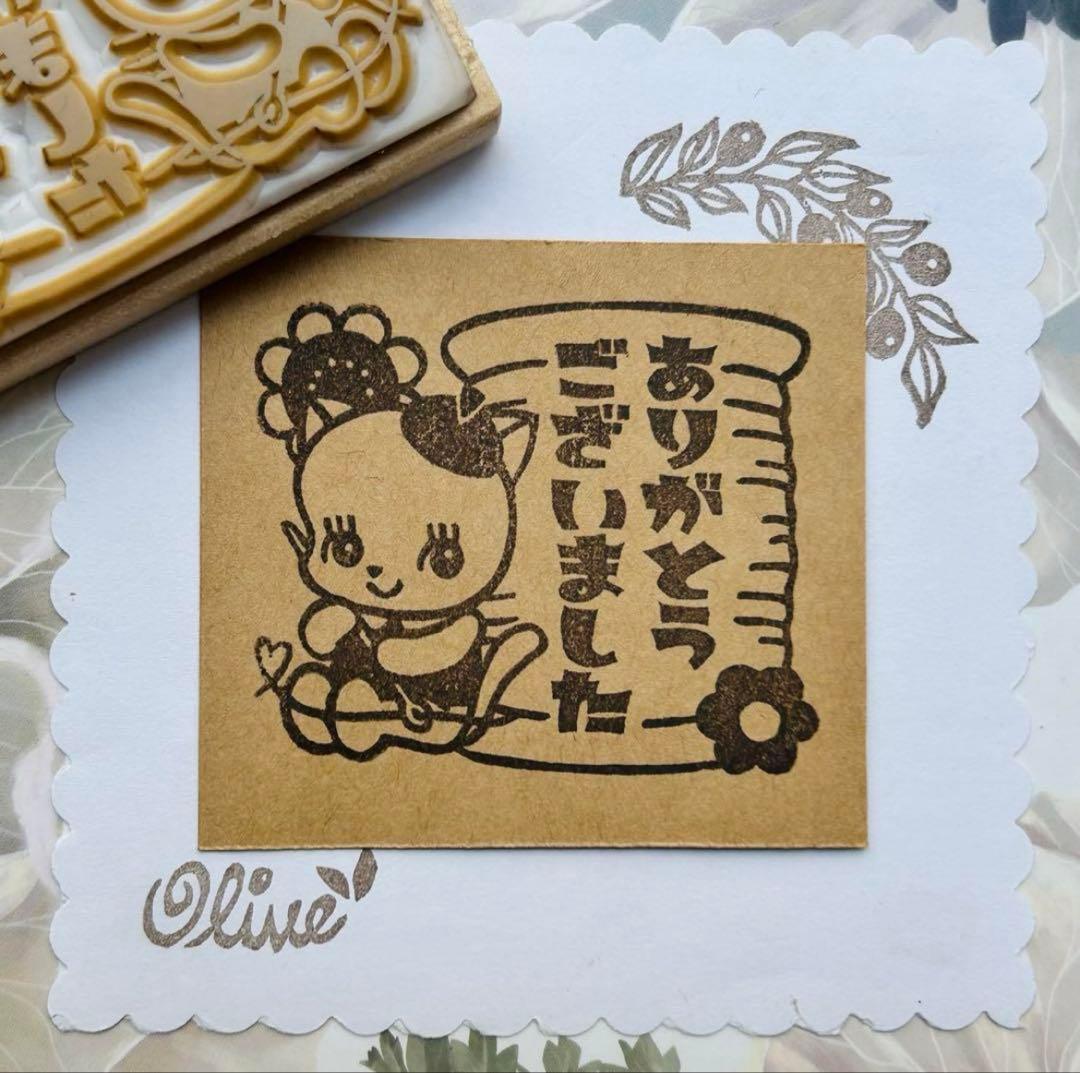 レトロうさぎ お祭り ありがとう 消しゴムはんこ