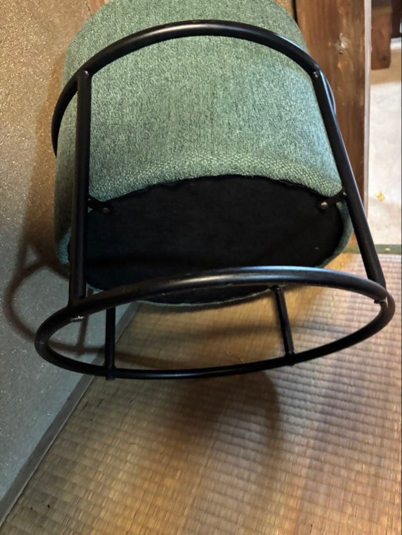 円形スツール アイアン脚 北欧風 グリーン