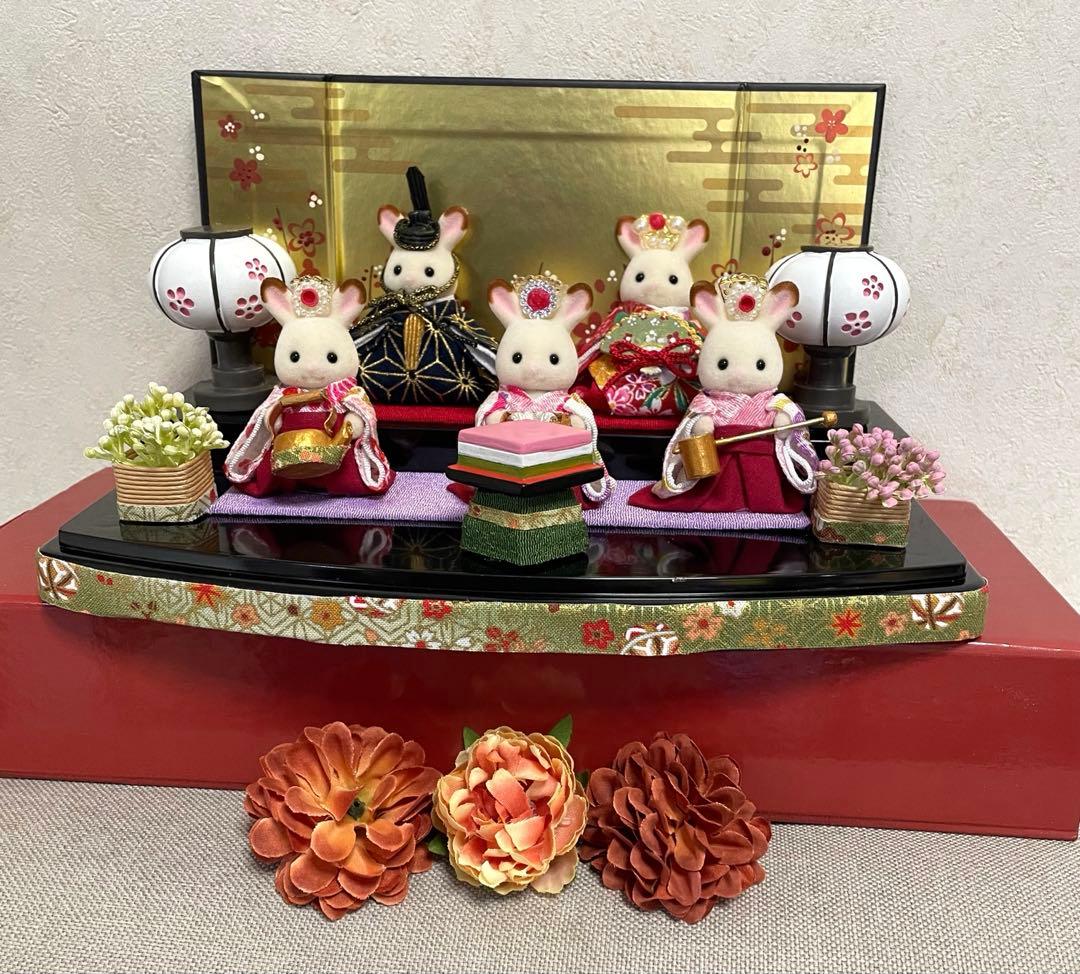 雛人形 シルバニア赤ちゃん ケース入り 2段飾り 三人官女