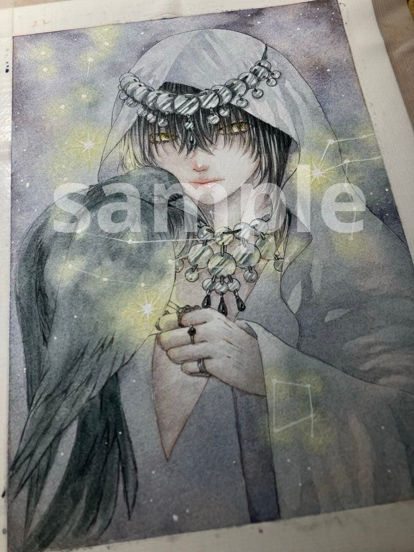 手描きイラスト　占い×星×グレー