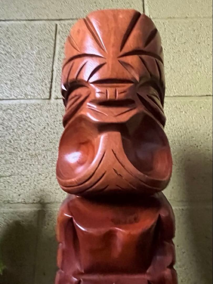 ヴィンテージ　ハワイ　TIKI ティキ　木製彫刻　高さ34cm オブジェ 置物
