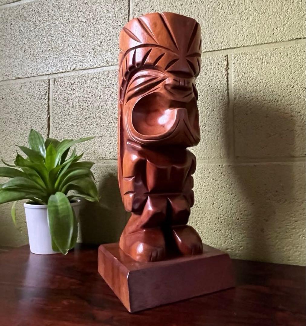 ヴィンテージ　ハワイ　TIKI ティキ　木製彫刻　高さ34cm オブジェ 置物