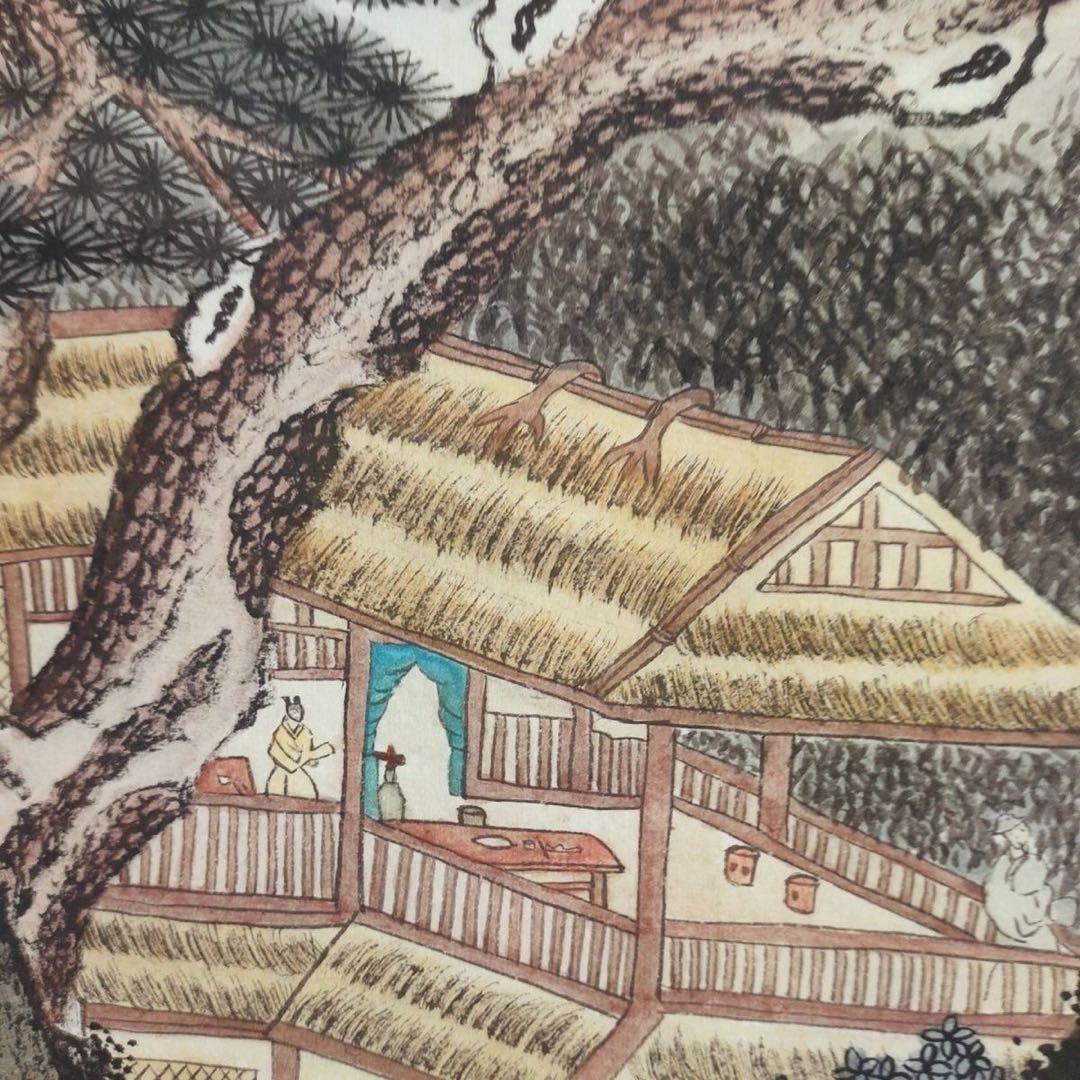 唐寅 松山图 中国画 掛け軸 水墨画 和室 玄関 茶室 壁掛け 美術品