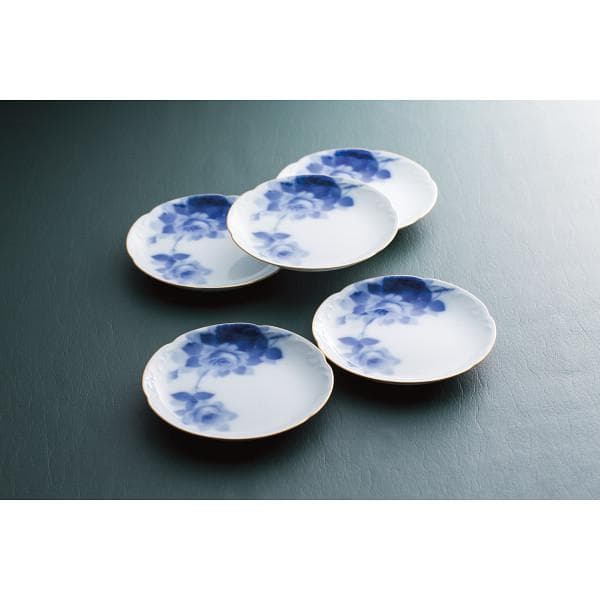 大倉陶園 ブルーローズ 銘々皿５枚セット(8011) 新品未使用 １５cm日本製