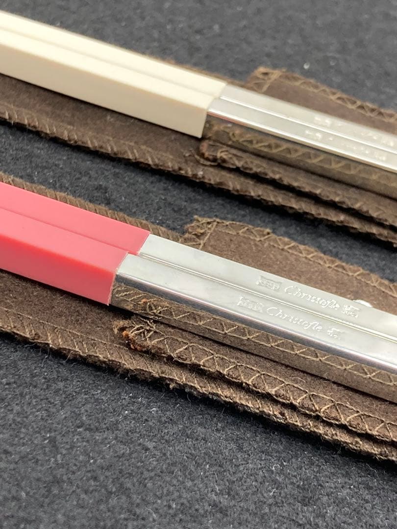 【美品】Christofle クリストフル 高級箸セット ピンク白