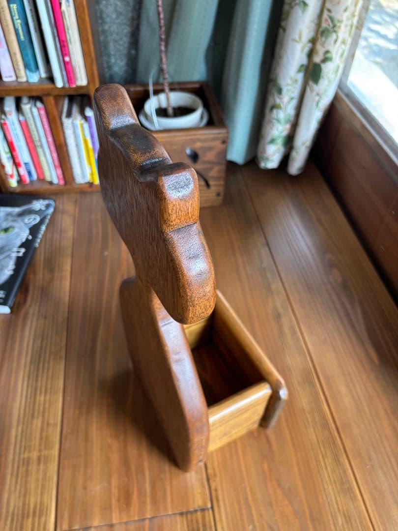 猫型木製　手作り　置物　CDや本入れ