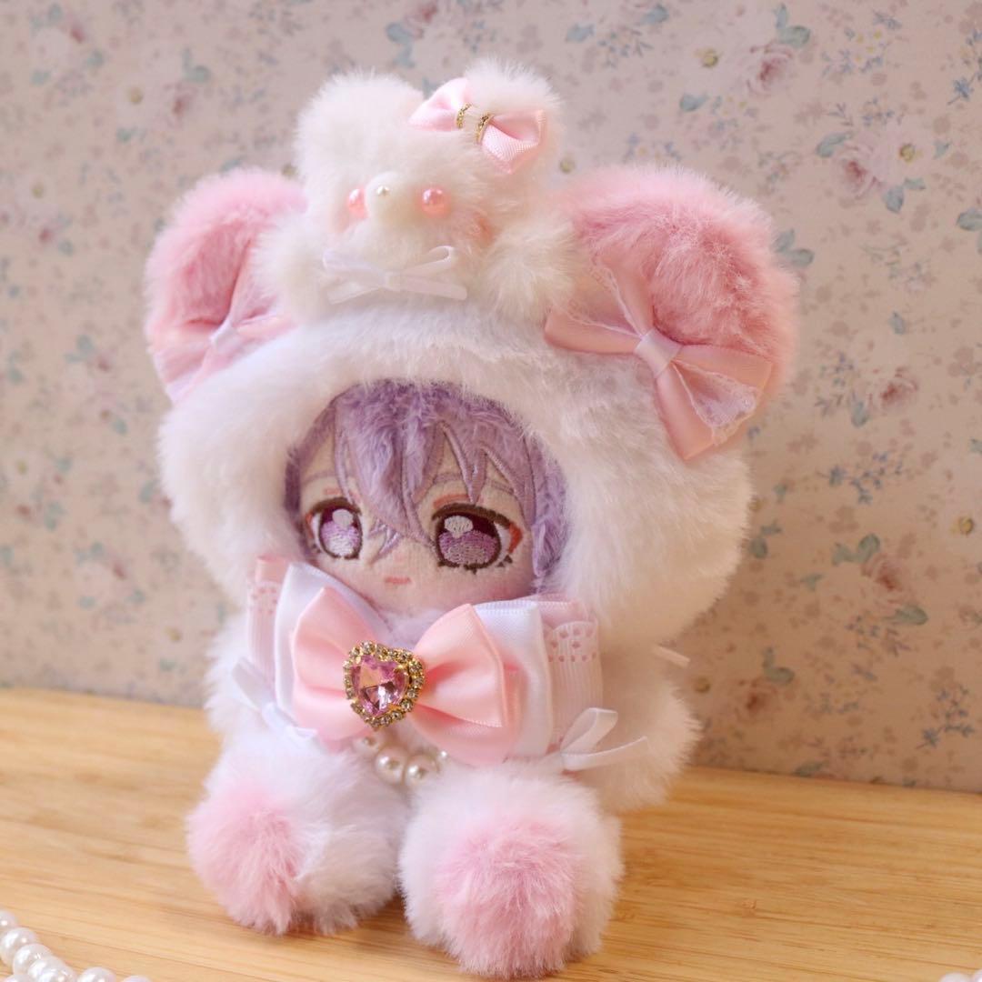 いつものくまさん乗せたくまさん.12〜14cm.ピンク❤︎おすわりぬい服 着ぐるみ