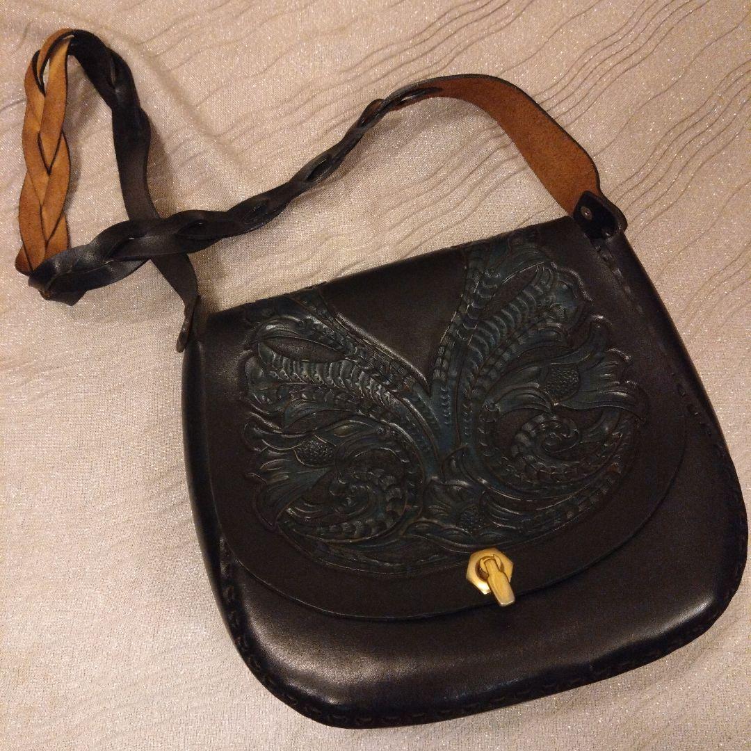 大幅値下げ！本革　レザークラフト　ハンドメイドショルダーバッグ