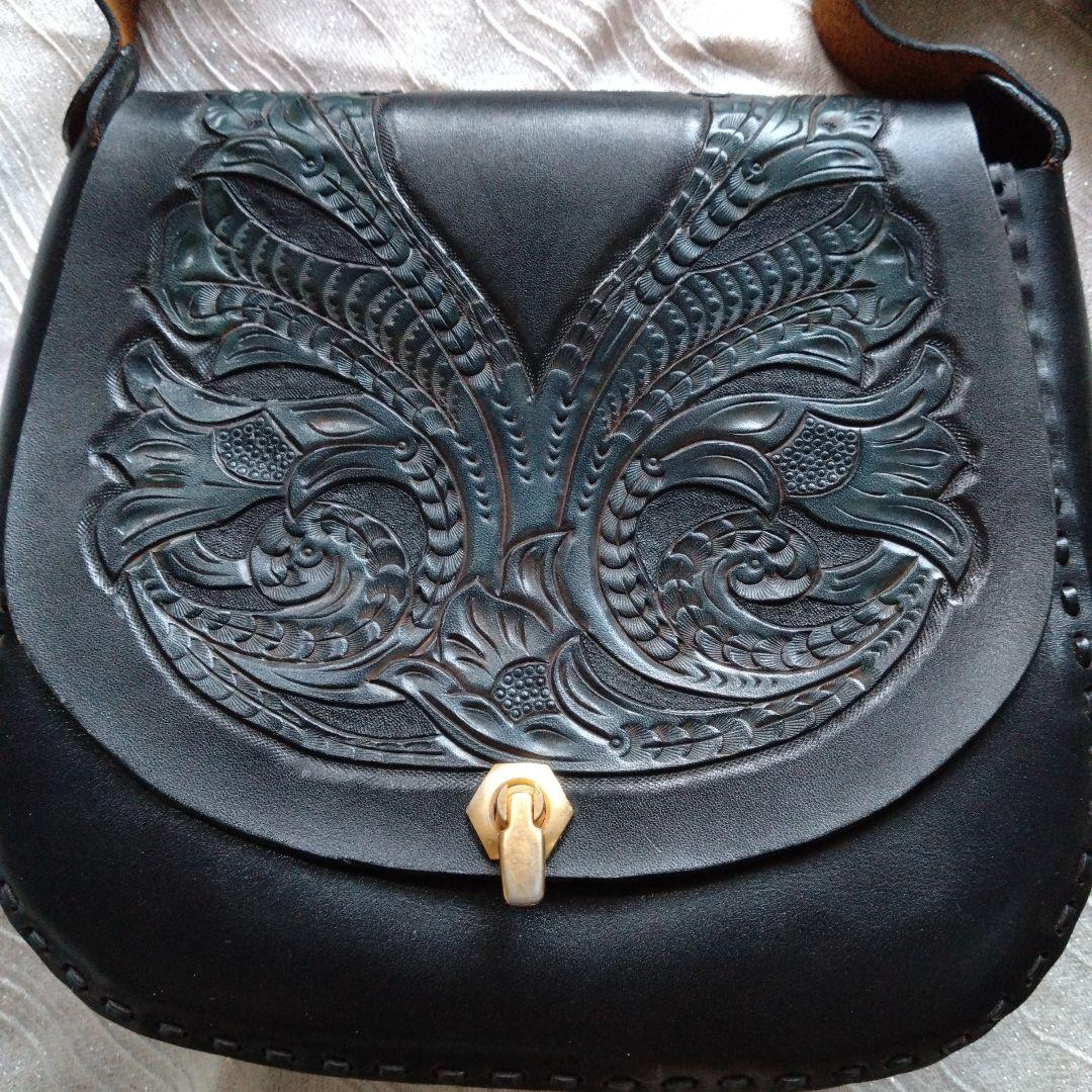 大幅値下げ！本革　レザークラフト　ハンドメイドショルダーバッグ