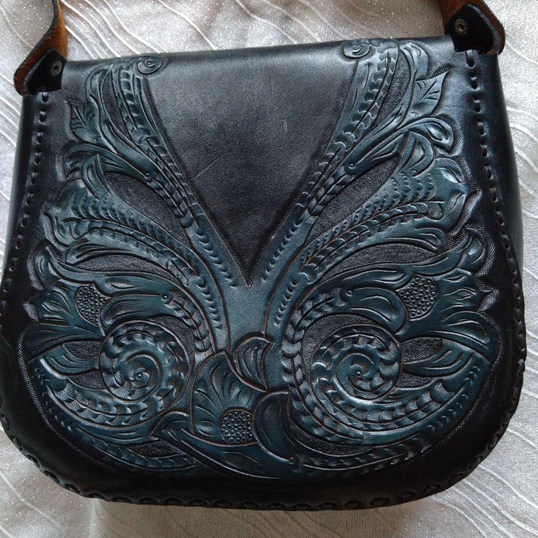 大幅値下げ！本革　レザークラフト　ハンドメイドショルダーバッグ