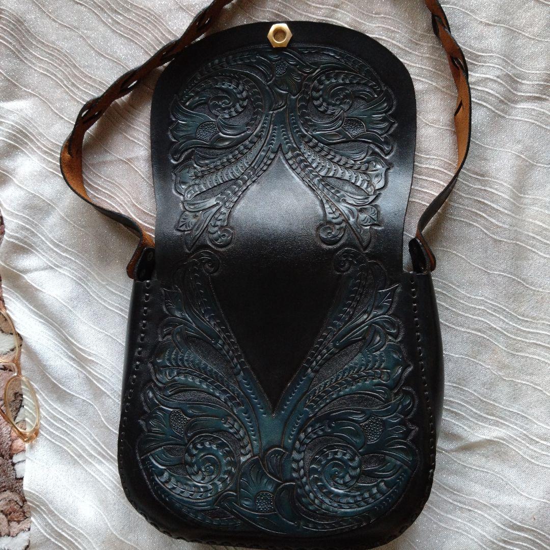 大幅値下げ！本革　レザークラフト　ハンドメイドショルダーバッグ