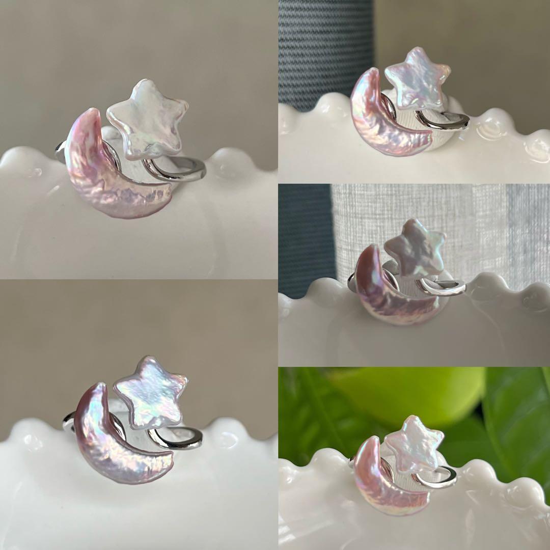 VIOLA様 4点まとめ　星&三日月パールピアス　2粒　パールフォークリング