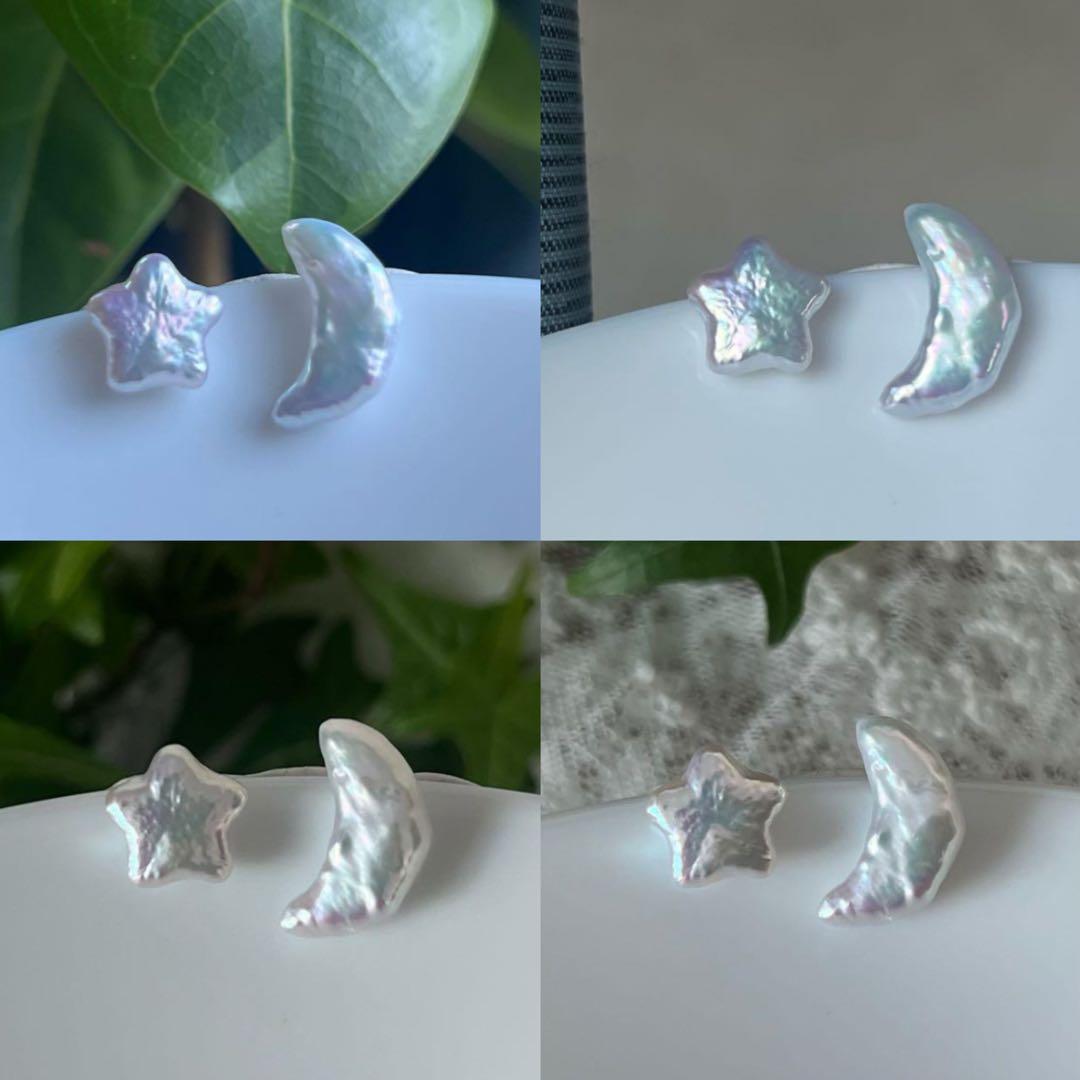 VIOLA様 4点まとめ　星&三日月パールピアス　2粒　パールフォークリング