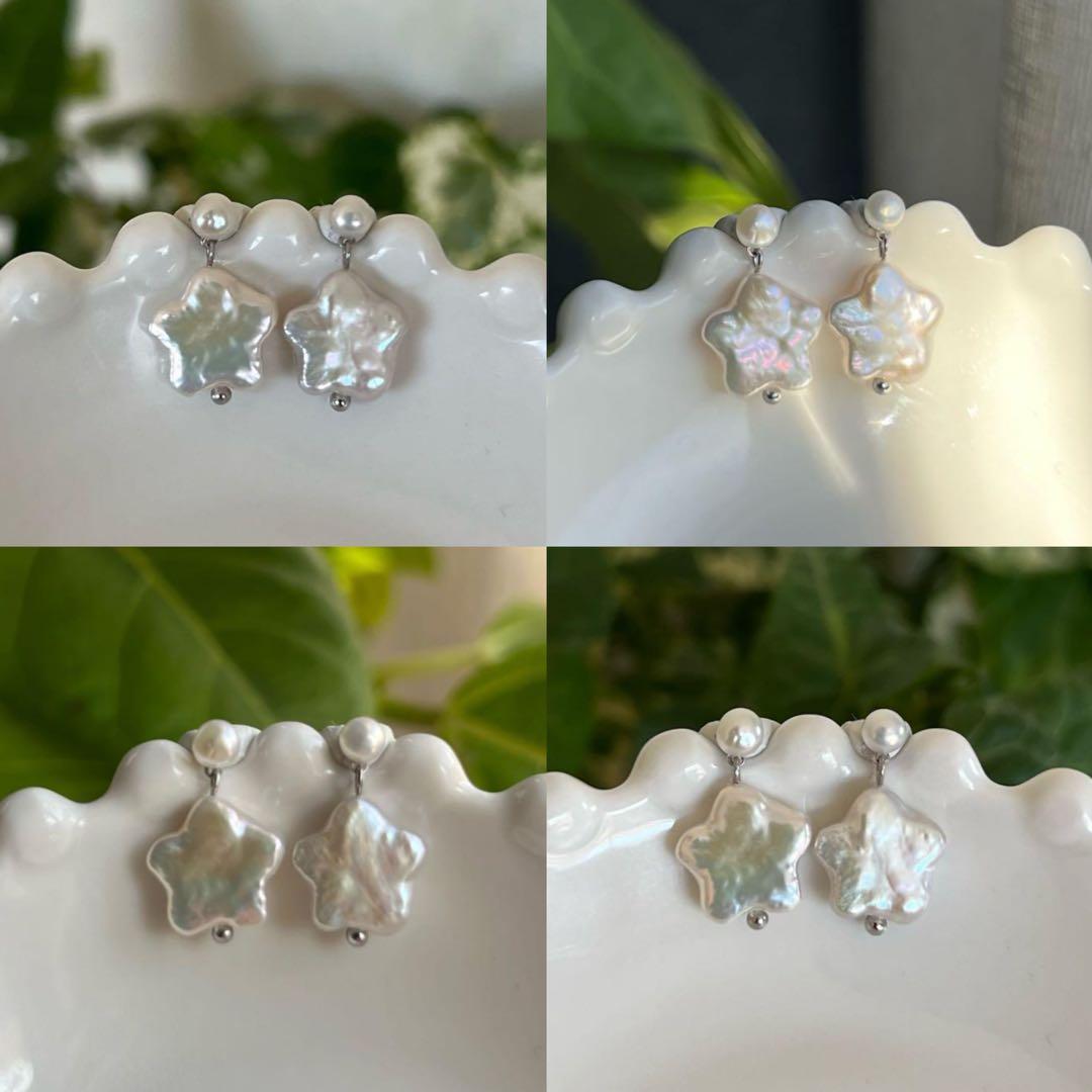 VIOLA様 4点まとめ　星&三日月パールピアス　2粒　パールフォークリング