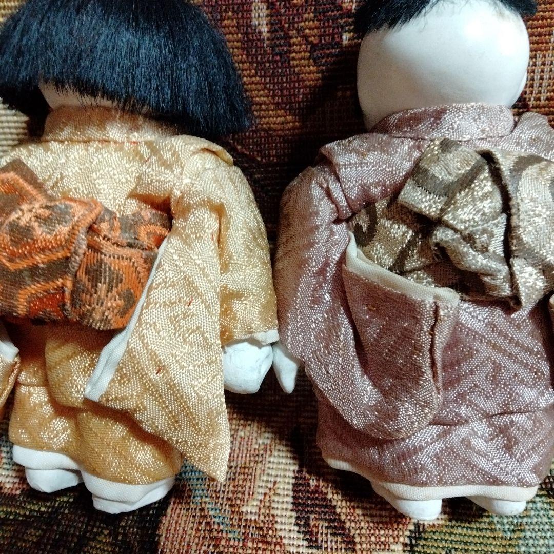 豆市松人形　男女ペア　着せ替え可　９ｃｍ位　昭和初期　御所人形　市松人形