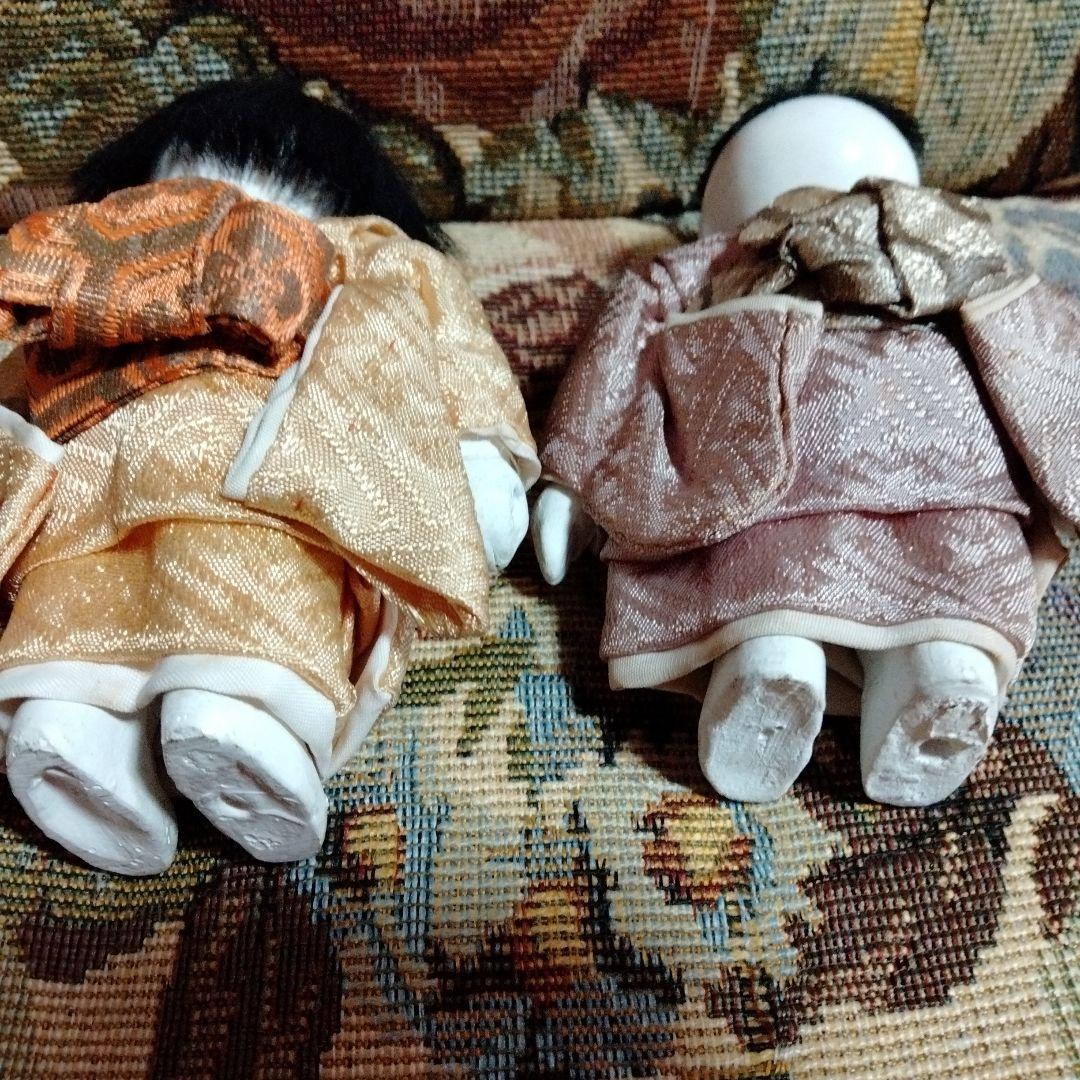 豆市松人形　男女ペア　着せ替え可　９ｃｍ位　昭和初期　御所人形　市松人形