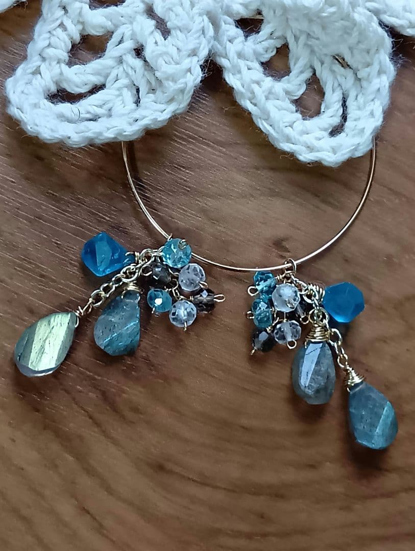 585/14kgfネオンブルーアパタイト・ラブラドライトのチャーム