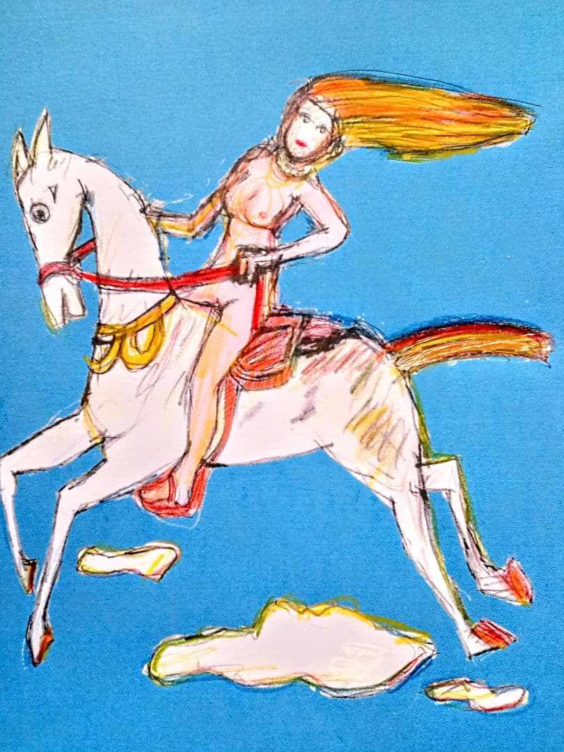 ＃馬に乗った女性の人物画