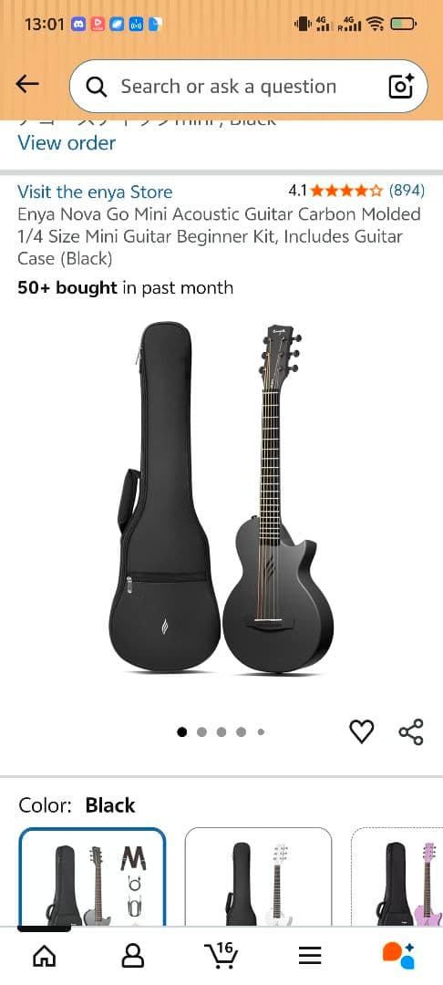 Enya Nova Go mini アコースティックギター マットブラック