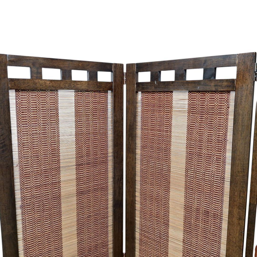 木製 3連 パーテーション 衝立 目隠し 間仕切り すだれ調 和モダン