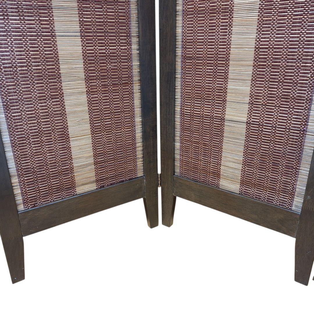 木製 3連 パーテーション 衝立 目隠し 間仕切り すだれ調 和モダン