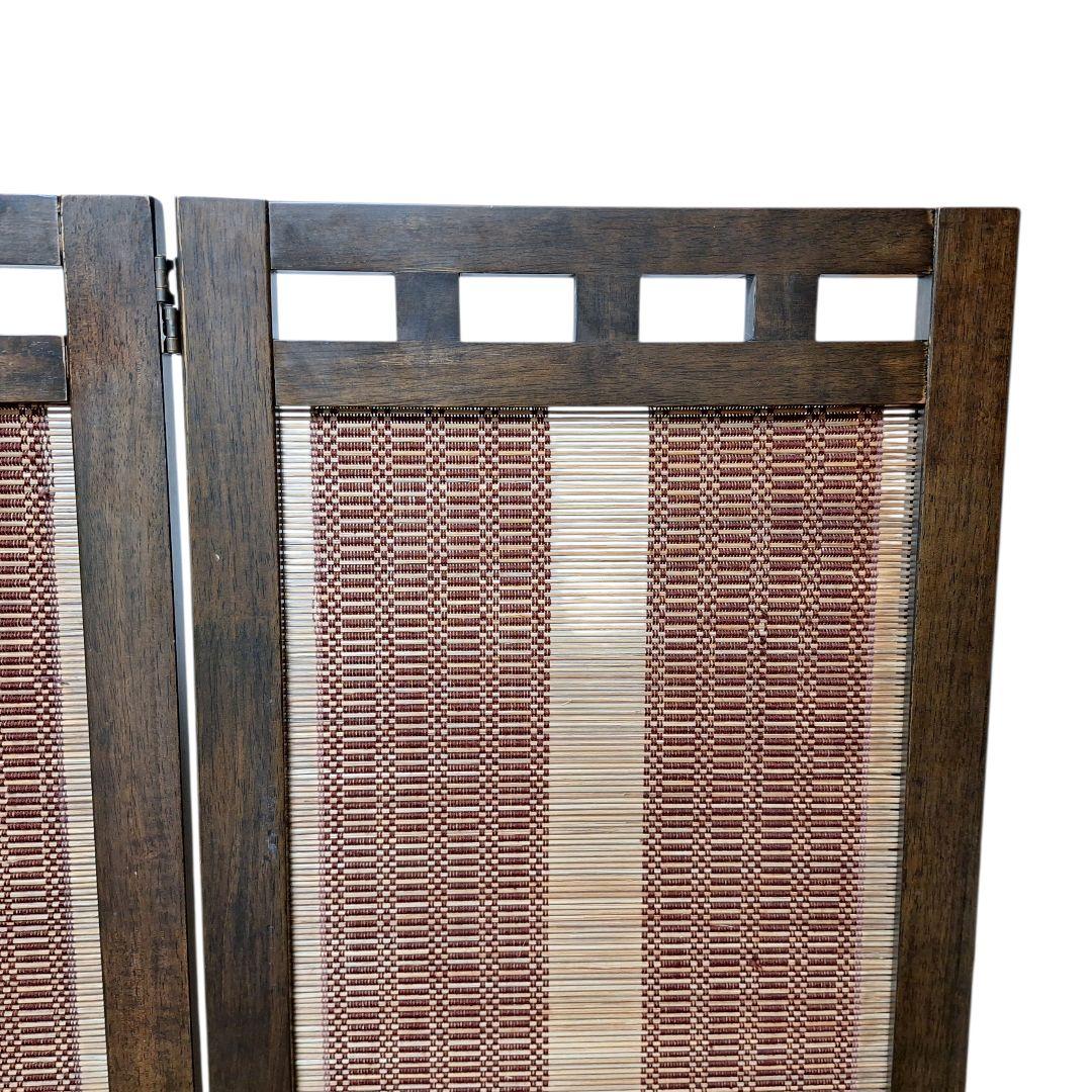 木製 3連 パーテーション 衝立 目隠し 間仕切り すだれ調 和モダン