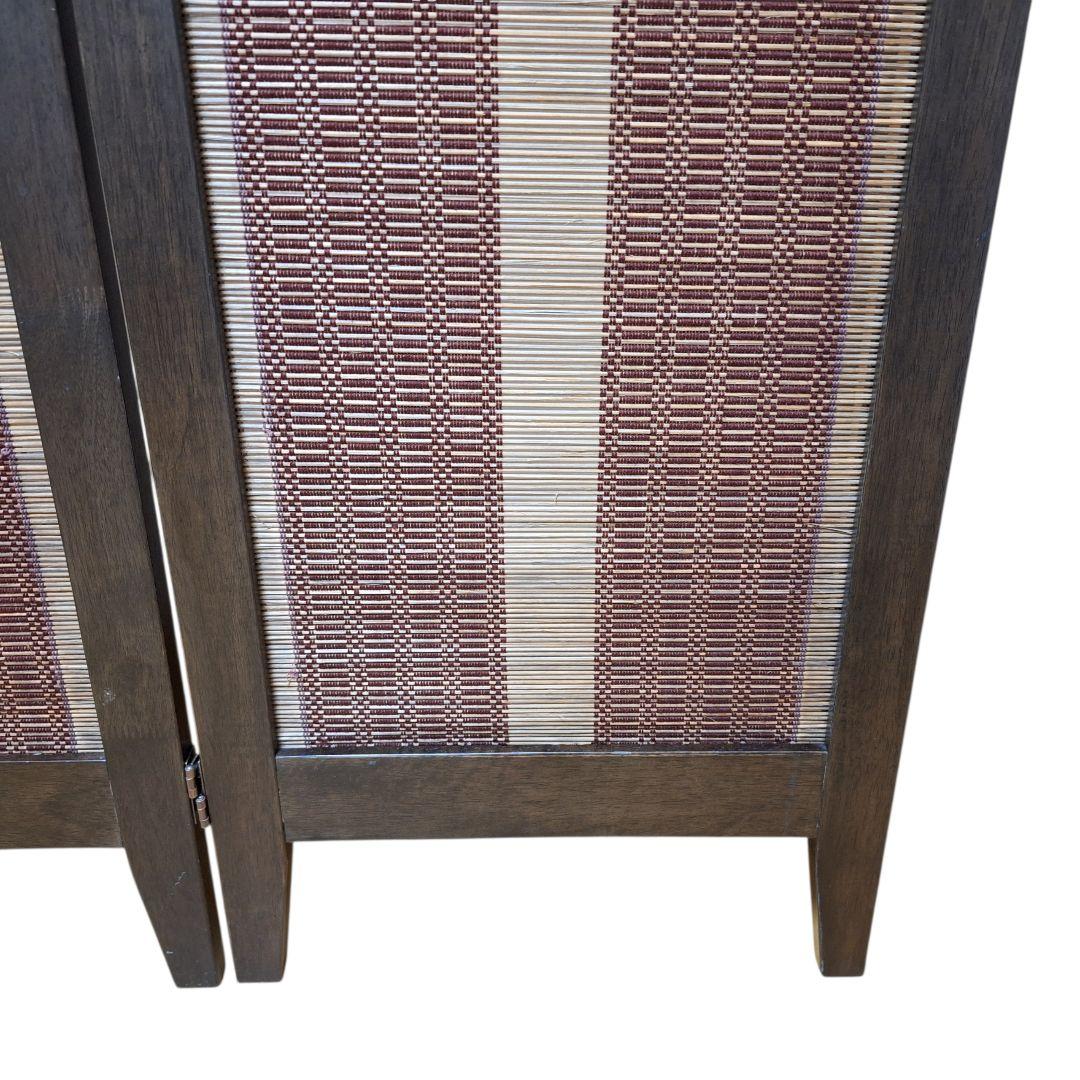 木製 3連 パーテーション 衝立 目隠し 間仕切り すだれ調 和モダン