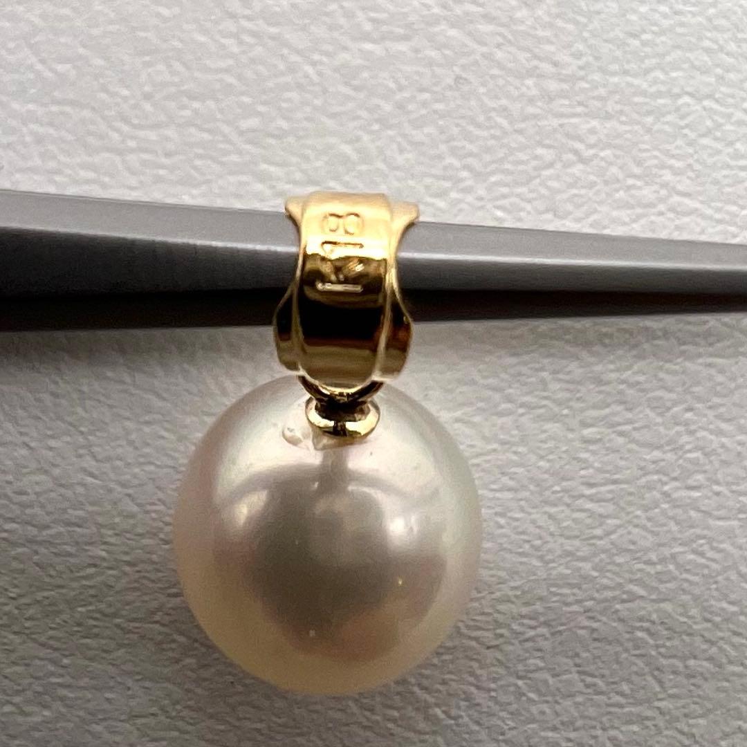 猫*様 K18 ペンダントトップ　アコヤ真珠　直径8.5㎜　1.06g オークシ