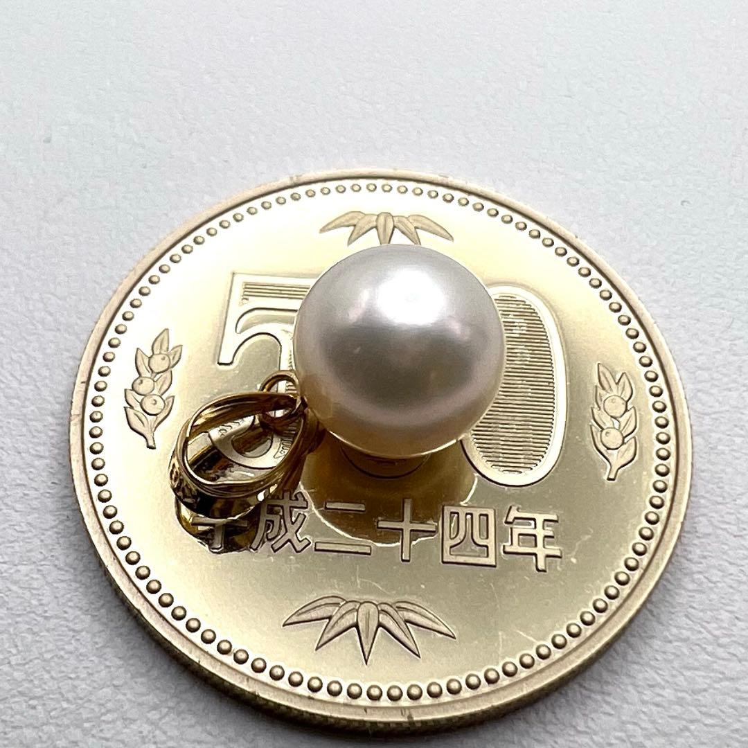 猫*様 K18 ペンダントトップ　アコヤ真珠　直径8.5㎜　1.06g オークシ