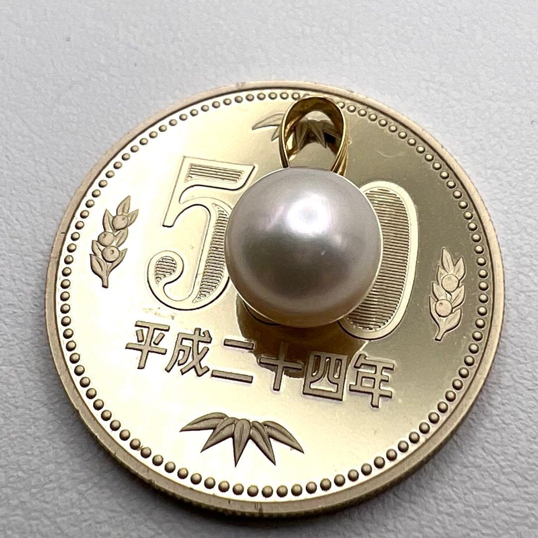 猫*様 K18 ペンダントトップ　アコヤ真珠　直径8.5㎜　1.06g オークシ