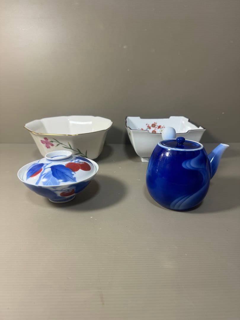 2606 深川製磁　香蘭社　まとめ売り　鉢2客　蓋付碗1客　急須1客