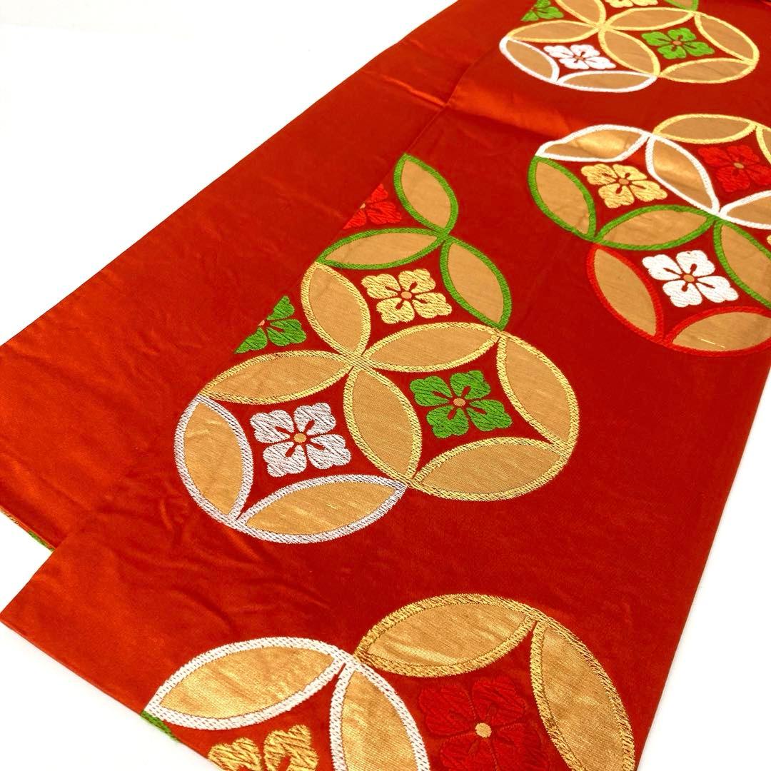 【着物と帯 時流】O25869ts◇七五三 袋帯◇三越 全通 7才女の子橙 美品