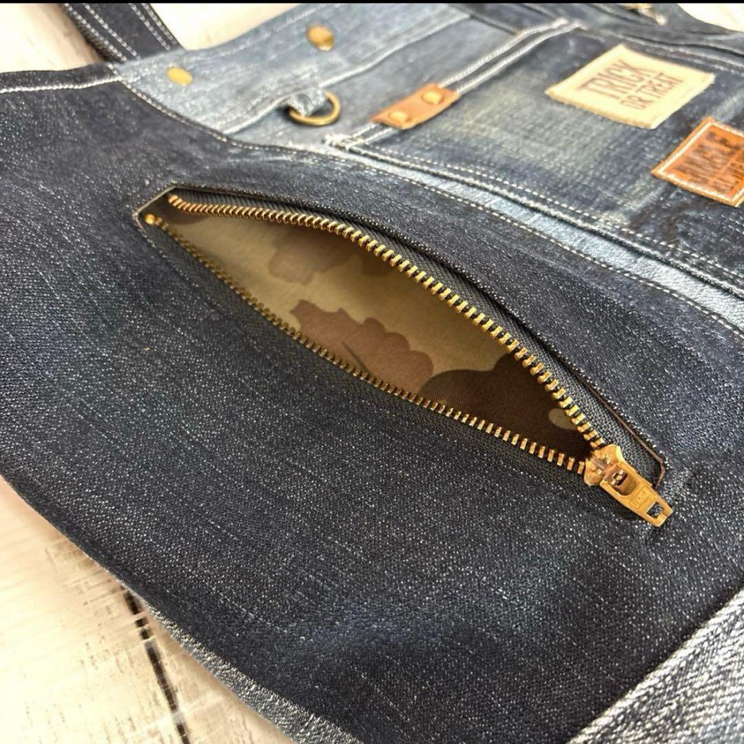 デニムリメイクトートバッグ　ショルダーバッグ　❤️２way ブラックデニム