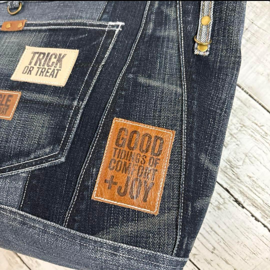 デニムリメイクトートバッグ　ショルダーバッグ　❤️２way ブラックデニム