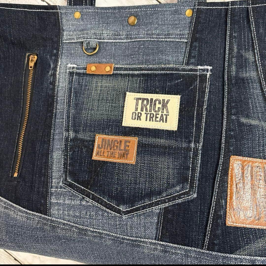 デニムリメイクトートバッグ　ショルダーバッグ　❤️２way ブラックデニム