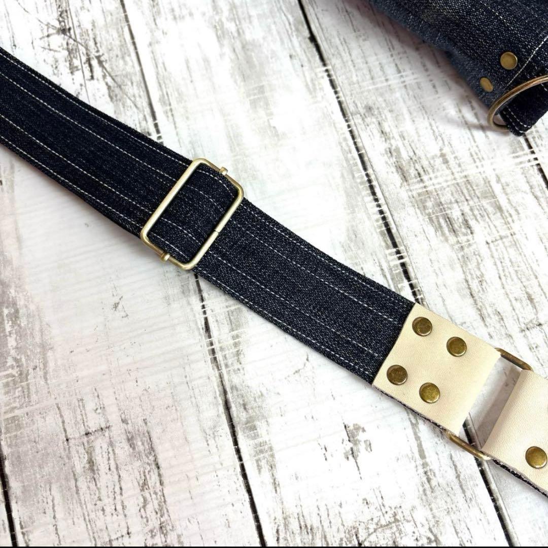 デニムリメイクトートバッグ　ショルダーバッグ　❤️２way ブラックデニム